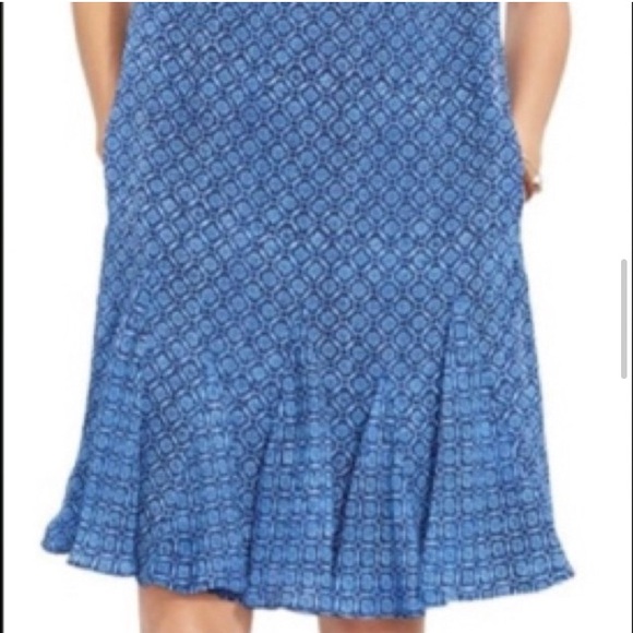 NWT Ralph Lauren blue tile print dress with pockets 10 M - Picture 2 of 9